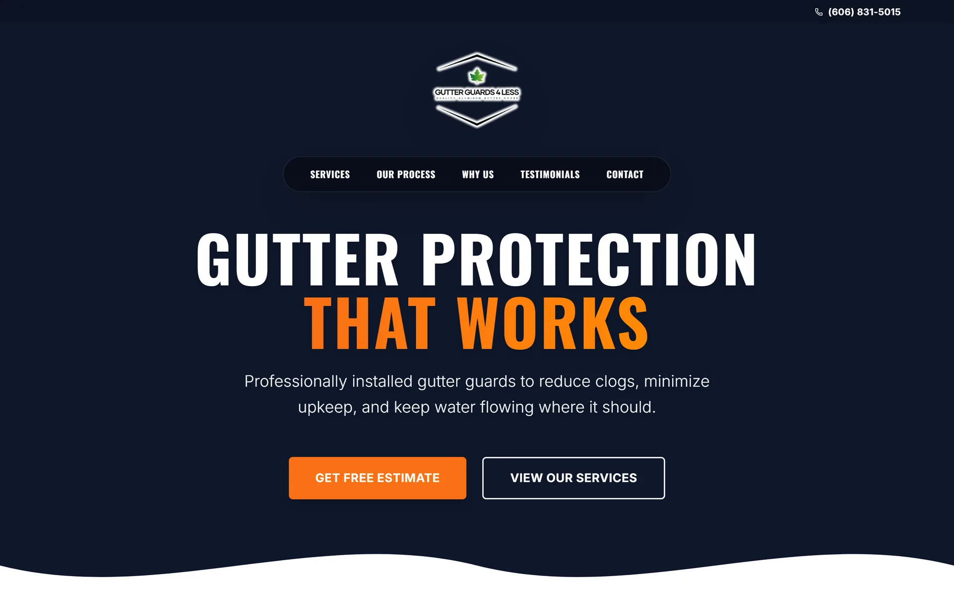 Gutter Guards 4 Less website on a desktop screen