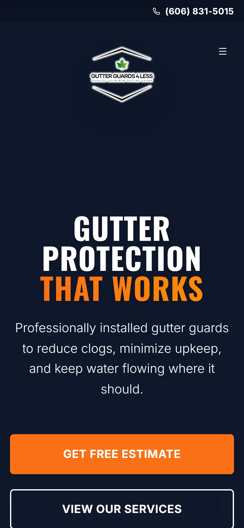 Gutter Guards 4 Less website on a phone
