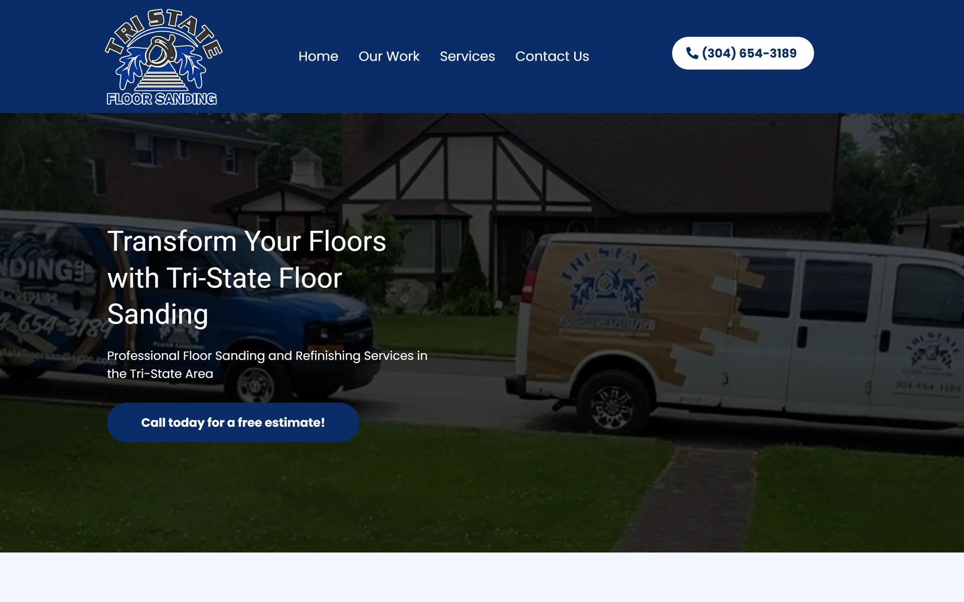 Tri-State Floor Sanding website on a desktop screen